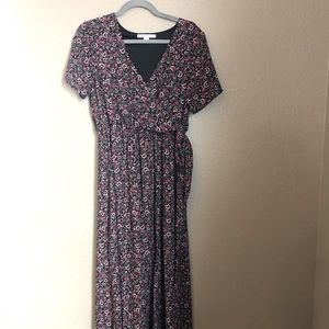 Maxi Floral Faux Wrap Dress - Size Small